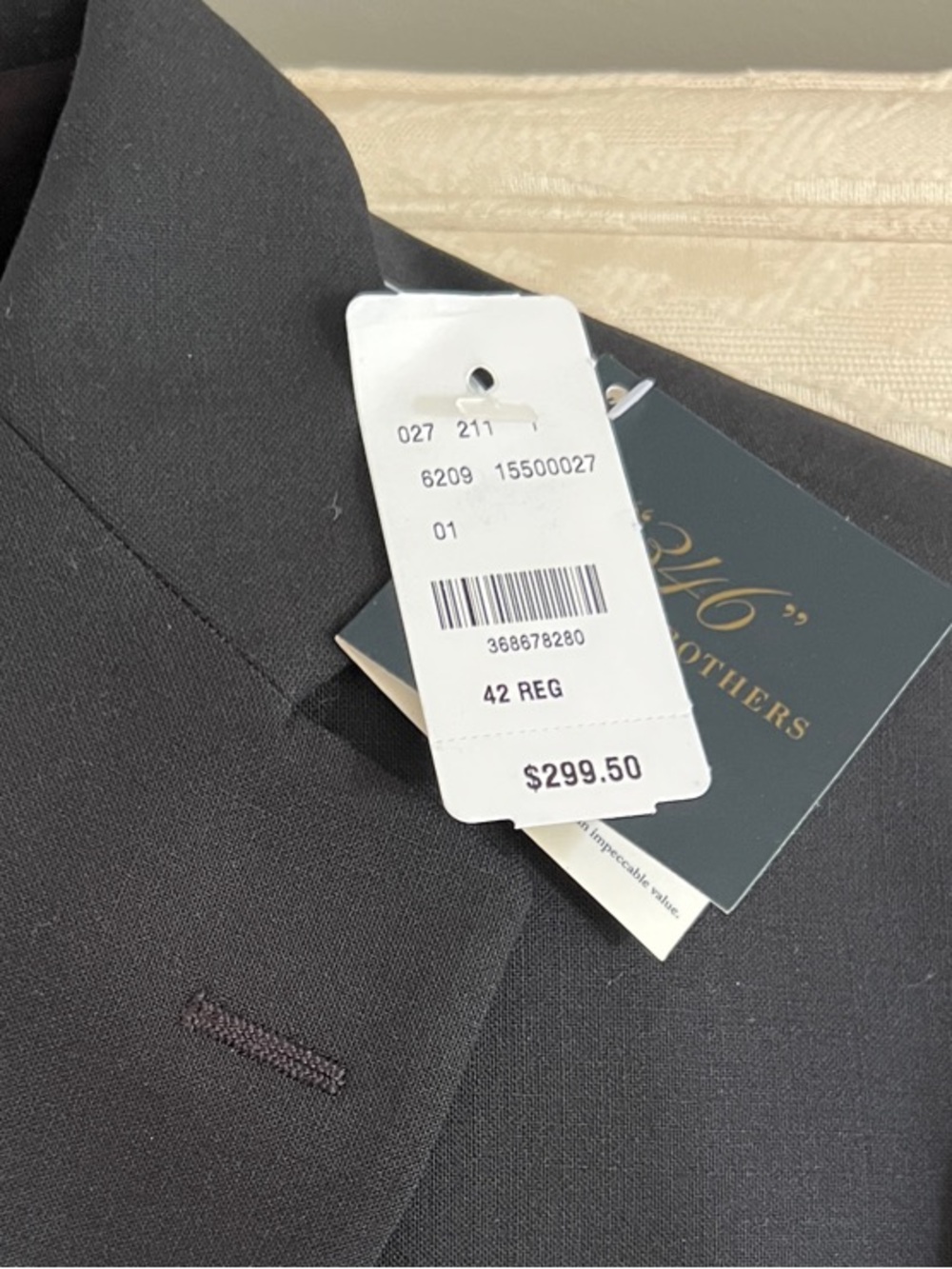 Brooks Brothers Black Sport Coat with Dark Brown Lining
